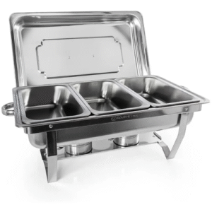 RECHAUD AÇO INOX RETANGULAR 3 CUBAS GOURMET MIX